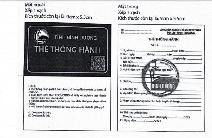 Mẫy giấy đi đường Bình Dương mới nhất