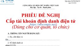 Mẫu TK02 Phiếu đề nghị cấp tài khoản định danh điện tử cho tổ chức