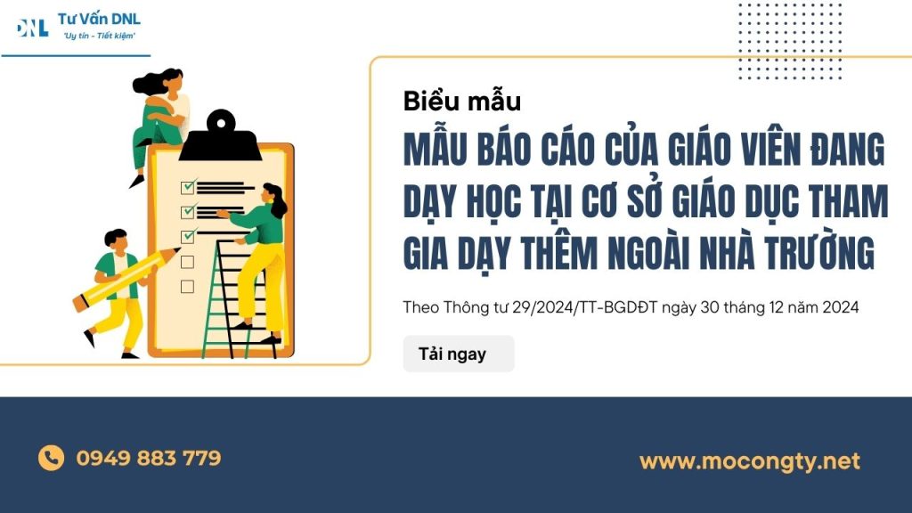 Mẫu báo cáo của giáo viên đang dạy học tại cơ sở giáo dục tham gia dạy thêm ngoài nhà trường 1 Mẫu báo cáo của giáo viên đang dạy học tại cơ sở giáo dục tham gia dạy thêm ngoài nhà trường